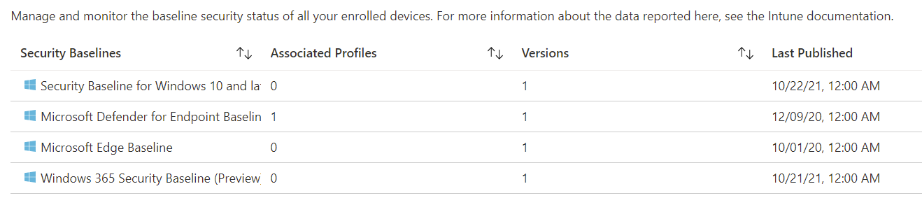 Security baselines in Intune for Windows